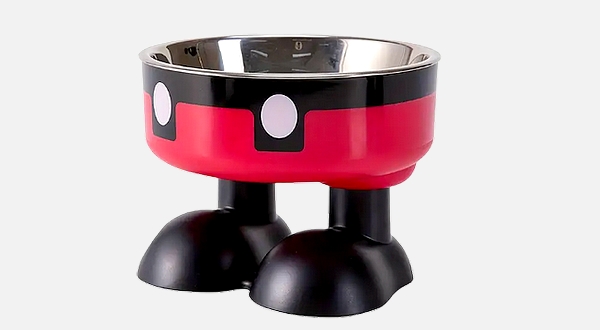 طبق ستيل لون أحمر بقاعدة لأكل القطط