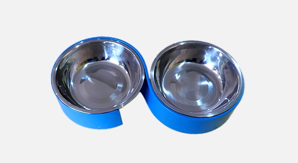 طبق ستيل دبل للقطط لون أزرق