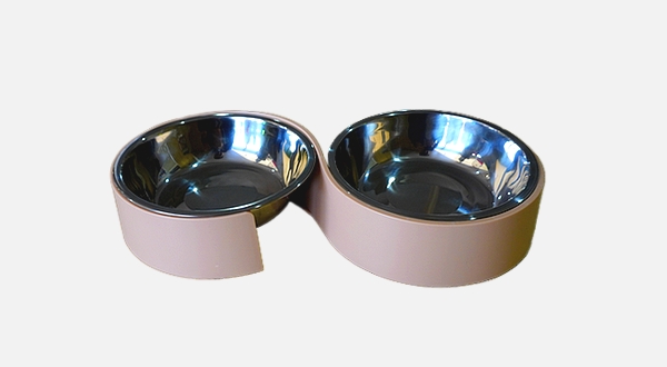 طبق ستيل دبل للقطط لون زهري