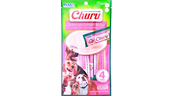مكافآت إينابا تشورو للكلاب – دجاج مهروس مع السلمون، 4 قطع × 14غ
