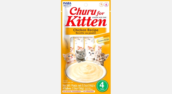 مكافآت تشورو للقطط الصغيرة بطعم الدجاج – 4 قطع × 14غ