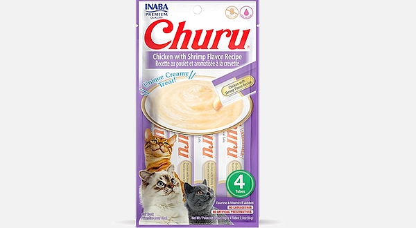 مكافأة للقطط بنكهة الدجاج مع الجمبري من إينابا – 4 قطع × 14غ