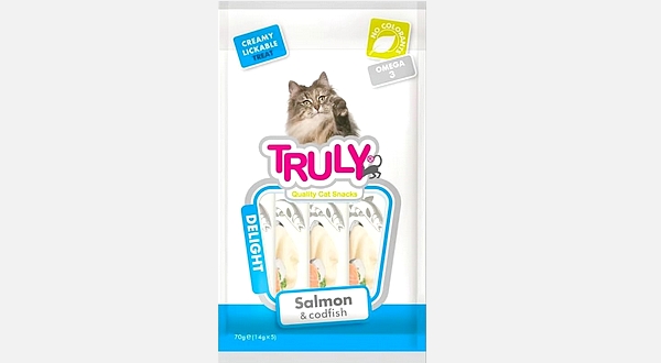 مكافأة للقطط ترولي بنكهة السلمون وسمك القد – 70غ