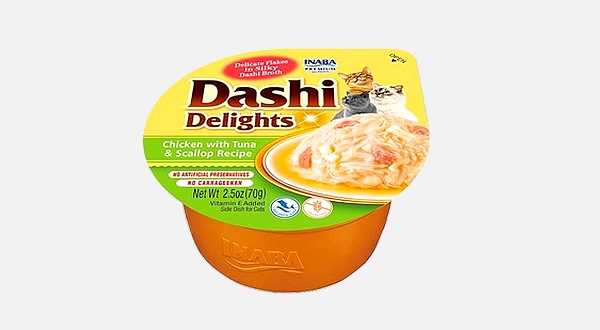 تونة داشي ديلايت أكواب بنكهة الدجاج مع التونة والمحار من إينابا – 70 جرام