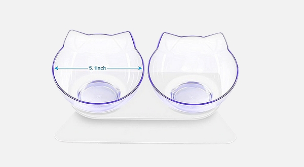 طبق شفاف دبل للقطط والكلاب لون أبيض