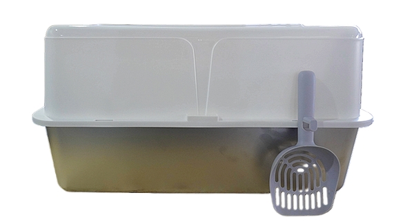 ليتربوكس ستيل للقطط مع مجرفة – صندوق رمل للقطط والكلاب سهل التنظيف