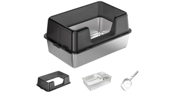 ليتربوكس قطط من الفولاذ المقاوم للصدأ مع غطاء ومغرفة