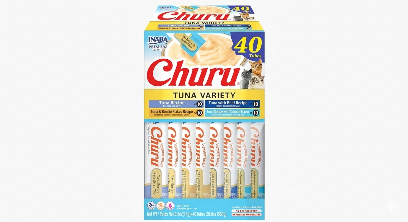 تشورو churu مكافأة قطط بنكهة التونة 40 ظرف بحجم 560 جرام