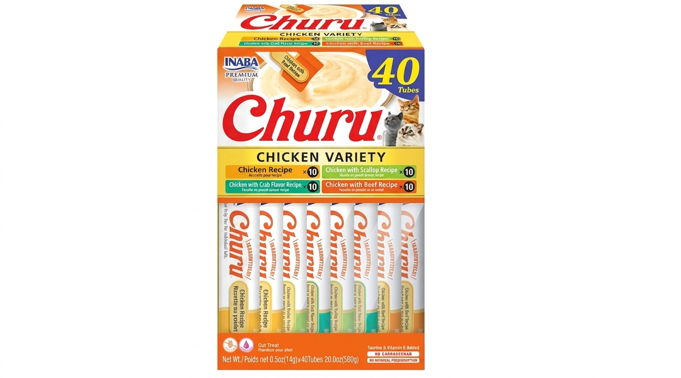  مكافئات قطط من churu أربعة أطعم مختلفة 40 حبة بطعم الدجاج