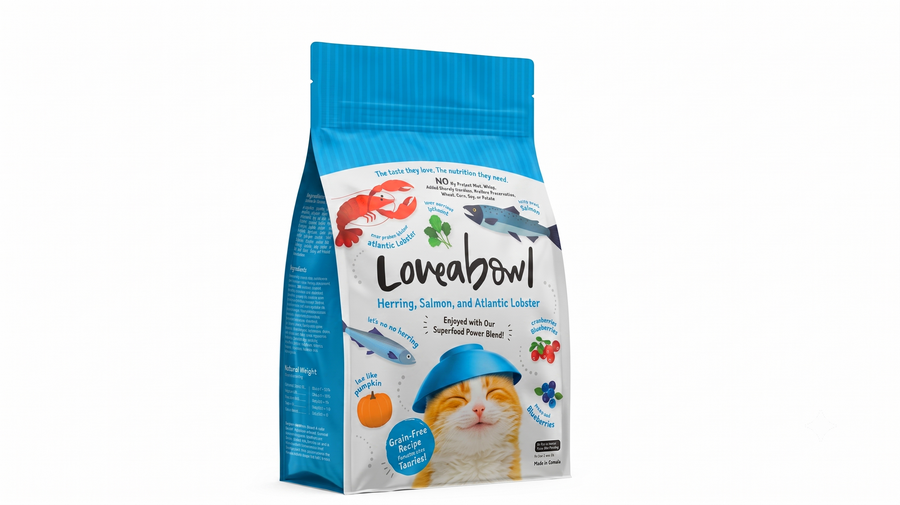 أكل قطط لوفابول Loveabowl بالرنجة والسلمون واللوبستر 4 كيلو | طعام قطط جاف خالٍ من الحبوب Grain Free | مستلزمات حيوانات أليفة 