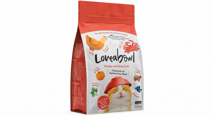 أكل قطط Loveabowl بالدجاج وسرطان البحر | 1 كيلو 